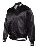 Augusta Sportswear Satin Baseball Jacket Striped Trim 3610