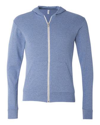 BELLA + CANVAS Triblend Lightweight Full-Zip Hooded Long Sleeve Tee 3939