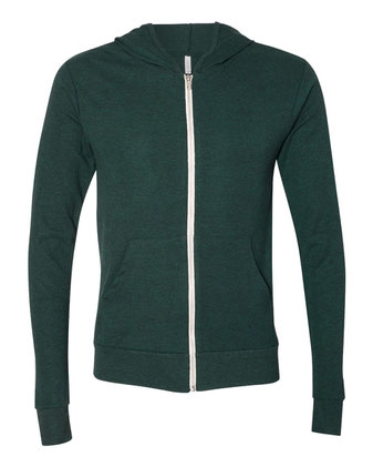 Triblend Lightweight Full-Zip Hooded Long Sleeve Tee