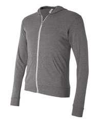 Triblend Lightweight Full-Zip Hooded Long Sleeve Tee