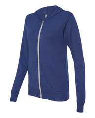 Triblend Lightweight Full-Zip Hooded Long Sleeve Tee