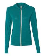 Triblend Lightweight Full-Zip Hooded Long Sleeve Tee