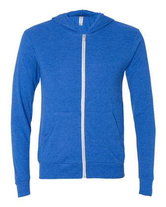 BELLA + CANVAS Triblend Lightweight Full-Zip Hooded Long Sleeve Tee 3939