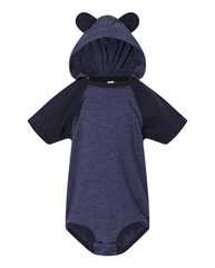 Fine Jersey Infant Short Sleeve Raglan Bodysuit with Hood & Ears