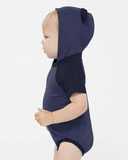 Fine Jersey Infant Short Sleeve Raglan Bodysuit with Hood & Ears