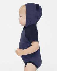 Fine Jersey Infant Short Sleeve Raglan Bodysuit with Hood & Ears