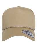 Retro Cotton Blend Five-Panel Rope Cap