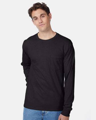 Hanes Authentic Long Sleeve Pocket T-Shirt 5596