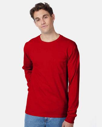 Hanes Authentic Long Sleeve Pocket T-Shirt 5596