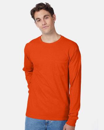 Hanes Authentic Long Sleeve Pocket T-Shirt 5596