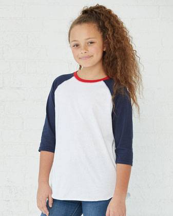 LAT Youth Baseball Fine Jersey Three-Quarter Sleeve Tee 6130