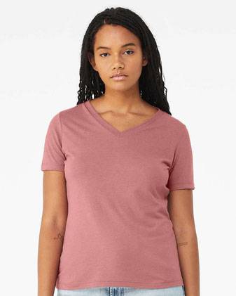 BELLA + CANVAS Women's Relaxed Triblend Short Sleeve V-Neck Tee 6415