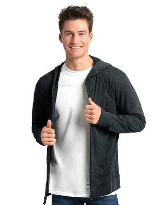 Sueded Long Sleeve Hooded Full Zip