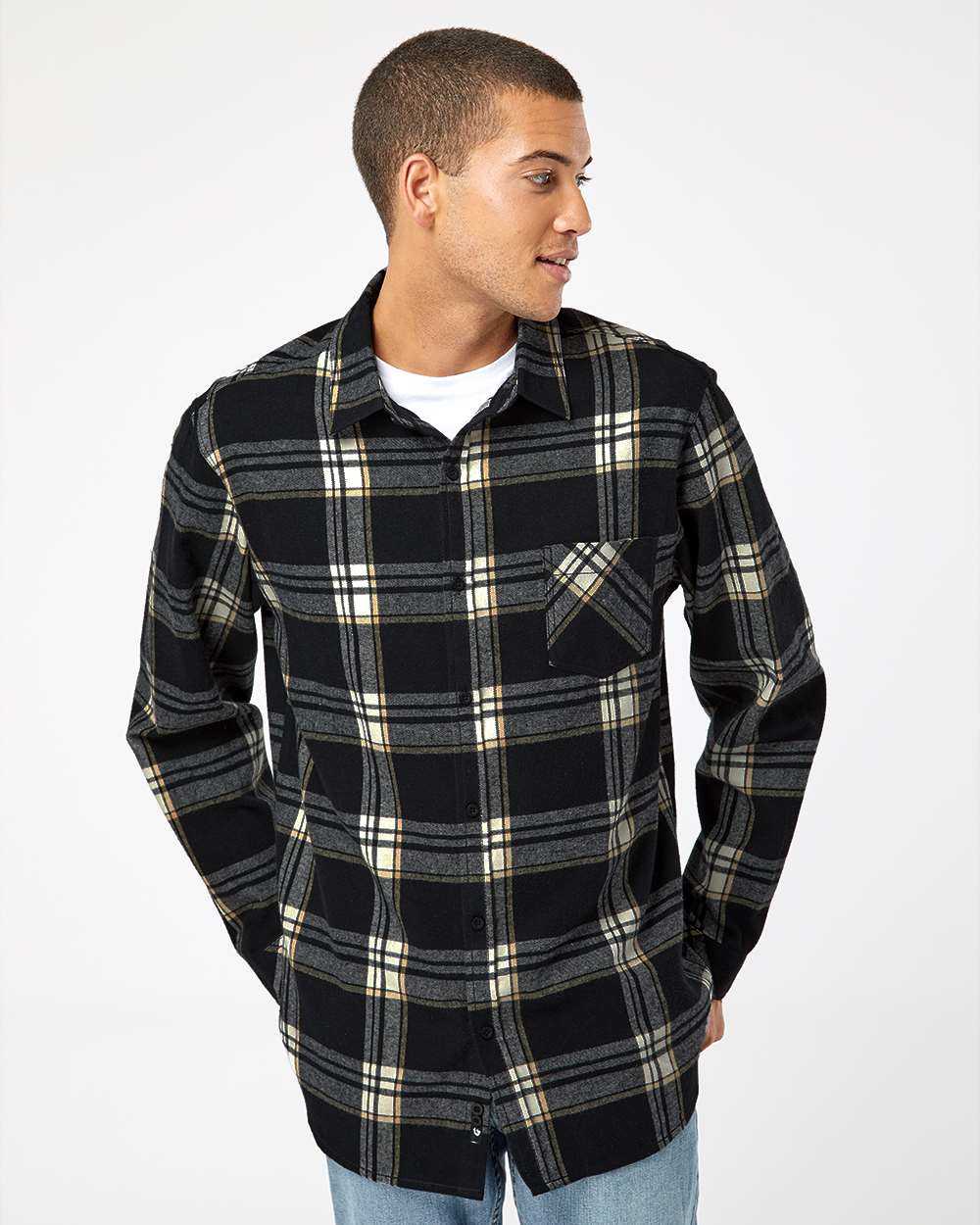 Open Pocket Long Sleeve Flannel Shirt