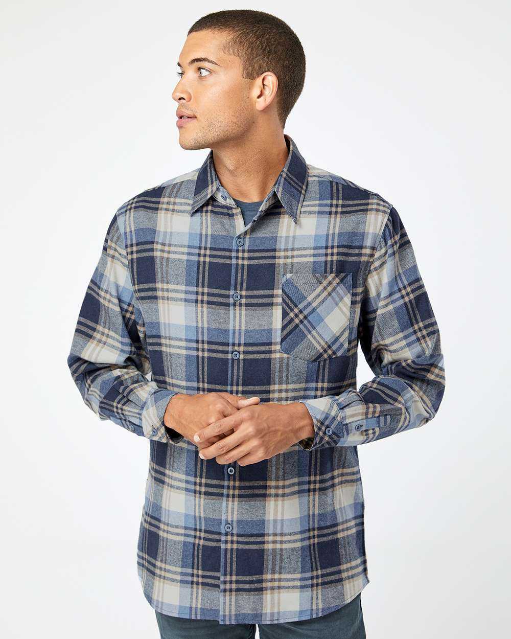 Open Pocket Long Sleeve Flannel Shirt