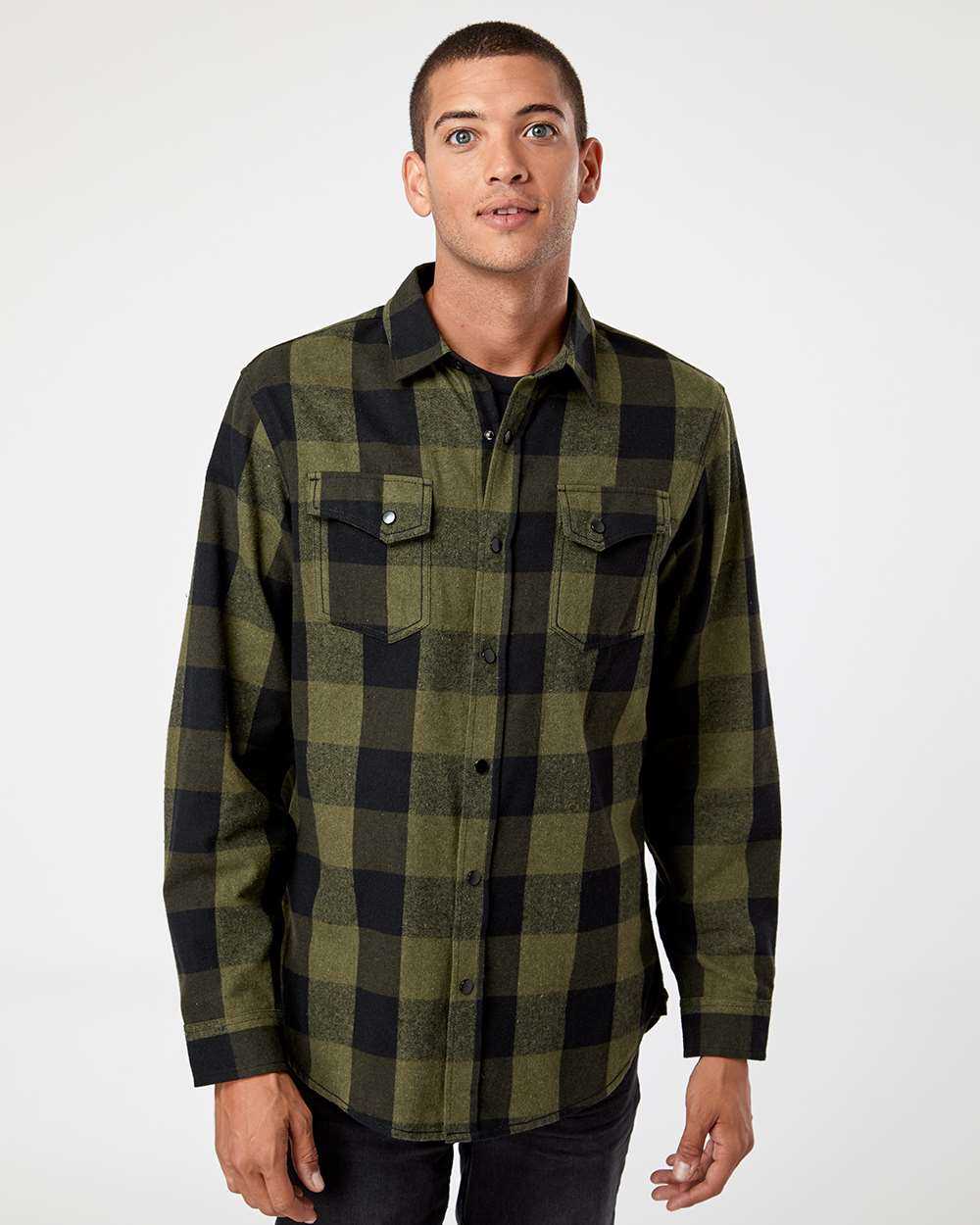 Snap Front Long Sleeve Plaid Flannel Shirt