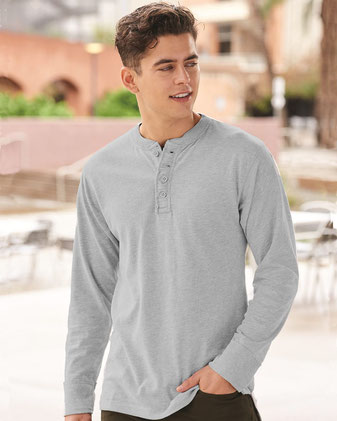 J. America Vintage Brushed Jersey Henley 8244