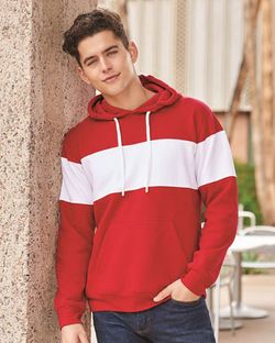 J. America Varsity Fleece Colorblocked Hooded Sweatshirt 8644 J. America Varsity Fleece Colorblocked Hooded Sweatshirt 8644