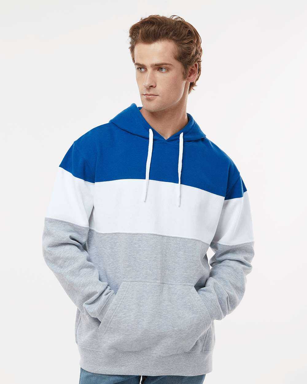 J. America Varsity Fleece Colorblocked Hooded Sweatshirt 8644