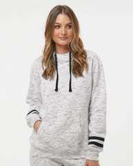 Women’s Mélange Fleece Striped-Sleeve Hooded Sweatshirt