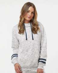 Women’s Mélange Fleece Striped-Sleeve Hooded Sweatshirt