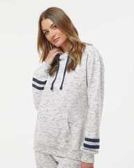 Women’s Mélange Fleece Striped-Sleeve Hooded Sweatshirt