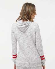 Women’s Mélange Fleece Striped-Sleeve Hooded Sweatshirt