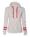 Women’s Mélange Fleece Striped-Sleeve Hooded Sweatshirt
