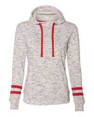 Women’s Mélange Fleece Striped-Sleeve Hooded Sweatshirt
