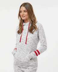 Women’s Mélange Fleece Striped-Sleeve Hooded Sweatshirt