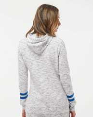 Women’s Mélange Fleece Striped-Sleeve Hooded Sweatshirt
