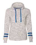 Women’s Mélange Fleece Striped-Sleeve Hooded Sweatshirt
