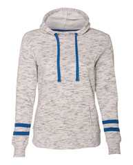 Women’s Mélange Fleece Striped-Sleeve Hooded Sweatshirt