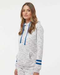 Women’s Mélange Fleece Striped-Sleeve Hooded Sweatshirt