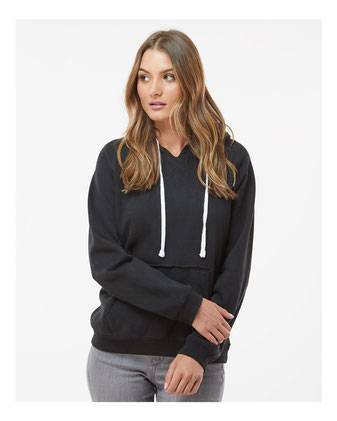 J. America Women's Sueded V-Neck Hooded Sweatshirt 8836