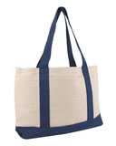 Large Zippered Cotton Canvas Tote