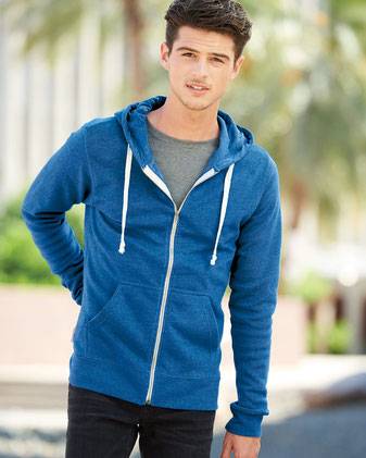 J. America Triblend Full-Zip Hooded Sweatshirt 8872J