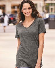 JERZEES Women's Snow Heather Jersey V-Neck T-Shirt 88WVR