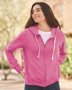JERZEES Women's Snow Heather French Terry Full-Zip Hooded Sweatshirt 92WR JERZEES Women's Snow Heather French Terry Full-Zip Hooded Sweatshirt 92WR