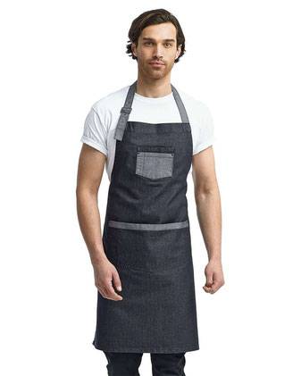 Artisan Collection by Reprime Domain Contrast Denim Bib Apron with Pocket RP127