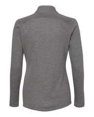 Women's Heathered Quarter-Zip Pullover with Colorblocked Shoulders