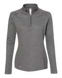 Women's Heathered Quarter-Zip Pullover with Colorblocked Shoulders