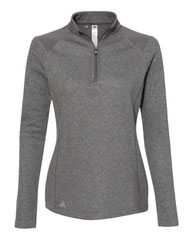 Women's Heathered Quarter-Zip Pullover with Colorblocked Shoulders
