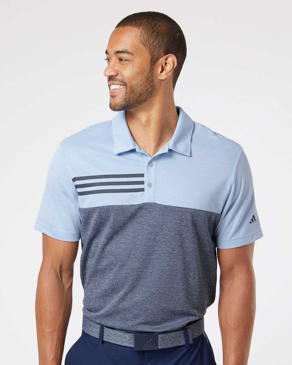 Adidas Heathered Colorblocked 3-Stripes Polo A508