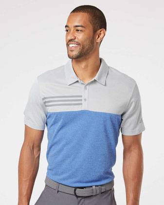 Heathered Colorblocked 3-Stripes Polo
