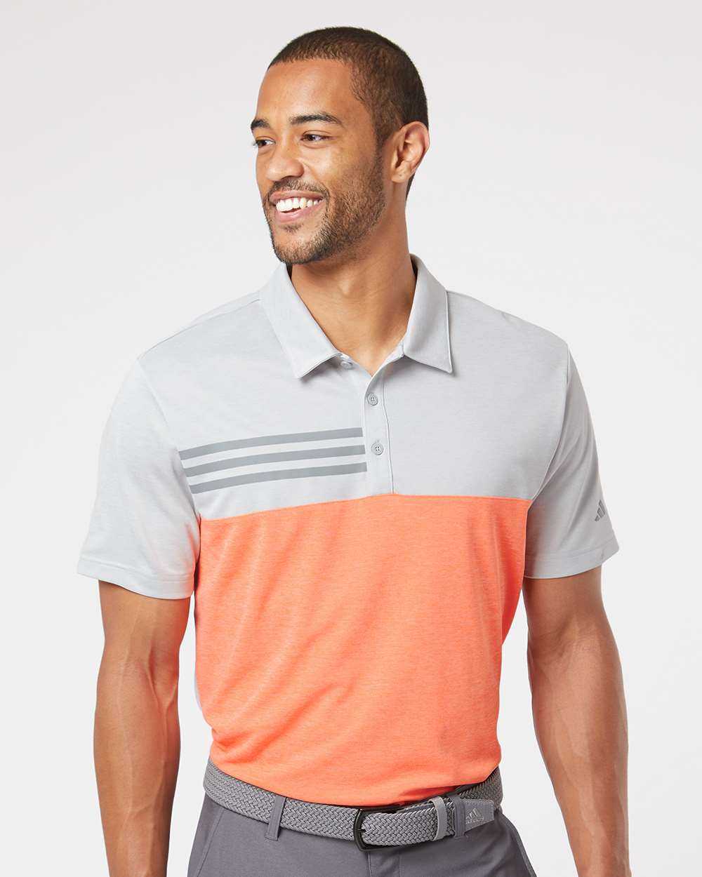 Heathered Colorblocked 3-Stripes Polo