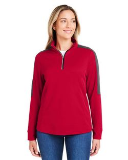 CORE365 Women's Market Snag Protect Mesh Colorblock Quarter-Zip Pullover CE404W CORE365 Women's Market Snag Protect Mesh Colorblock Quarter-Zip Pullover CE404W