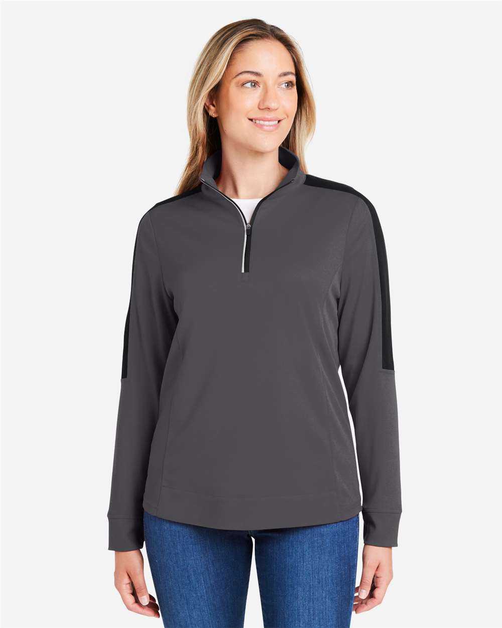 CORE365 Women's Market Snag Protect Mesh Colorblock Quarter-Zip Pullover CE404W