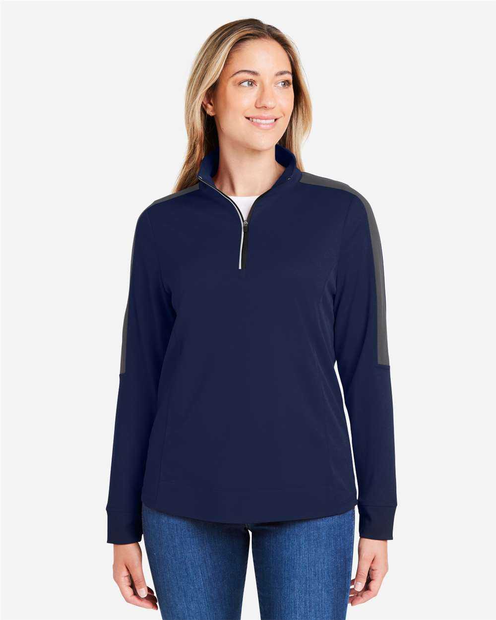 CORE365 Women's Market Snag Protect Mesh Colorblock Quarter-Zip Pullover CE404W
