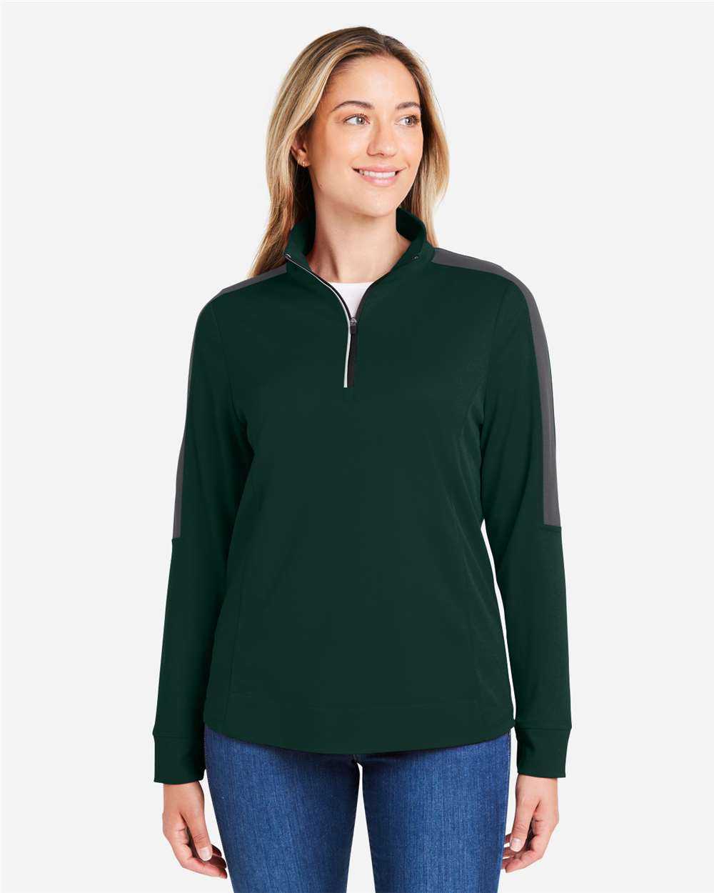 CORE365 Women's Market Snag Protect Mesh Colorblock Quarter-Zip Pullover CE404W